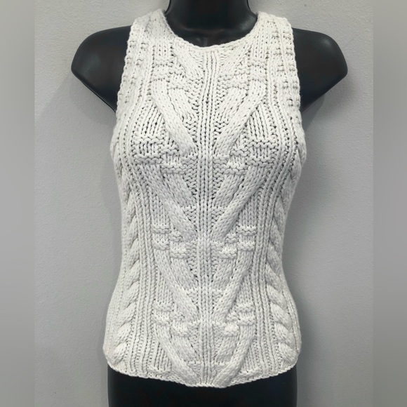 The Limited Chunky Wool Cableknit Cutaway Sleeveless Sweater Vest Pullover XS - Picture 2 of 7